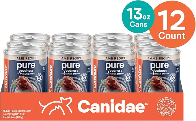 Canidae PURE Limited Ingredient Premium Adult Wet Dog Food, Lamb Recipe, 13 Ounce (Pack of 12), Grain Free