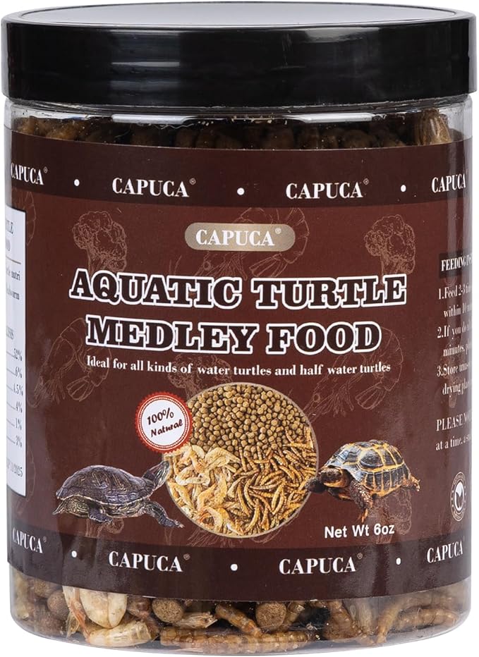 Aquatic Turtle Medley Treat Food - Turtle Nutri Stick Freeze Dried Shrimp Dried Mealworms for Turtles Newts Frogs (6 OZ)