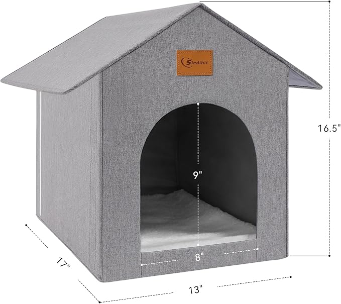 Outdoor Cat House, Outdoor Cat Shelter Feral Cat, Outside Waterproof Cat House for Outdoor/Indoor Cats, Insulated Cat House for Winter with Cozy Cushion, Easy to Assemble, Grey