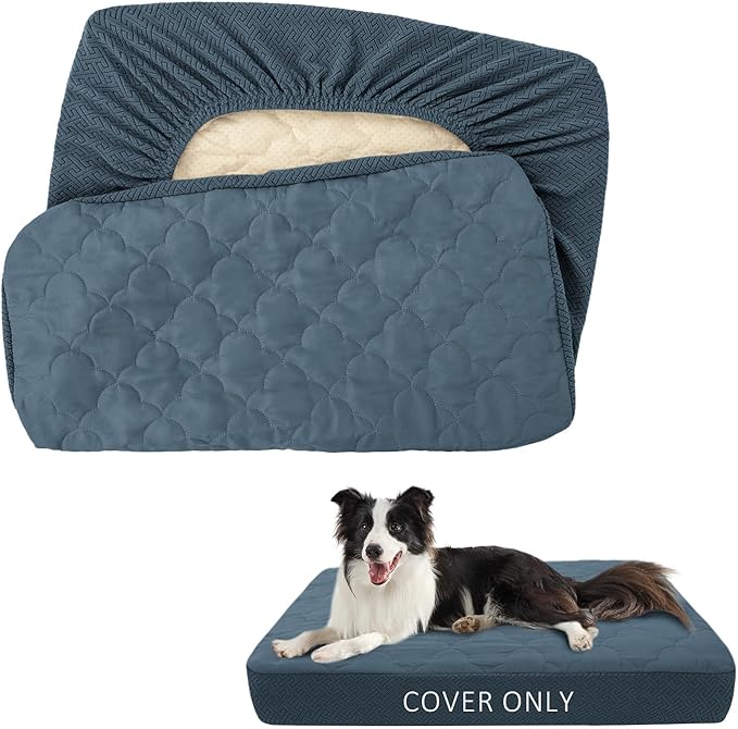 CHHKON Dog Bed Covers Replacement Washable Waterproof Pet Puppy Bed Cover for Dog, Cover Only (Blue,48x30x6 inch)