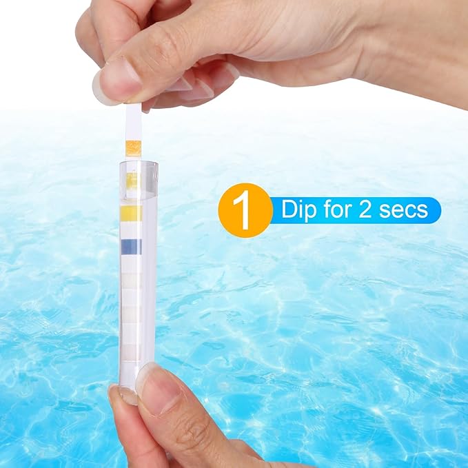 Aquarium Test Strips for Freshwater and Saltwater, 100 Pcs of 7 in 1 Test Strips, pH, Alkalinity, Nitrite, Nitrate, Chlorine, Carbonate, Hardness