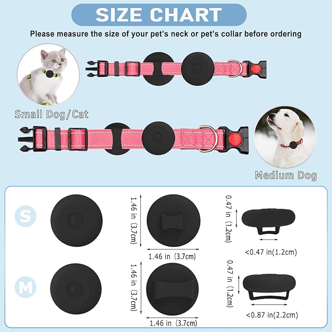 2 Pack Airtag Dog Collar Holder Waterproof, Hidden Silicone Waterproof Airtag Case for Pet Cat Dog GPS Tracker, Anti-Lost Waterproof Airtag Holders Compatible with Apple AirTag for Dog Cat Collar