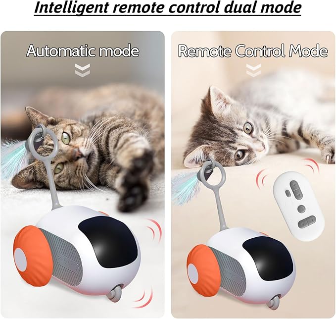 Remote Control Smart Electric Cat Toy,Interactive Cat Toys for Indoor Cats,Gravity Automatic Mobile Car Toy,Cat Mouse Toys,Moving Cat Toy, USB Rechargeable (Orange)