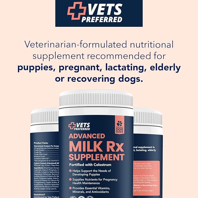 Vets Preferred Puppy Milk Replacement Formula - Dog Milk Replacer Powder Supplement for Pregnant, Lactating, Aging Dogs - Enriched with Colostrum - Nutritious Nursing Formula for Puppies - 12 Oz