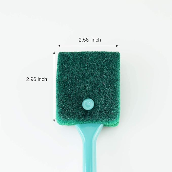 3 PCS Double-Sided Aquarium Fish Tank Algae Cleaning Brush with Non-Slip Handle, Sponge Scrubber Cleaner for Glass Aquariums and Home Kitchen