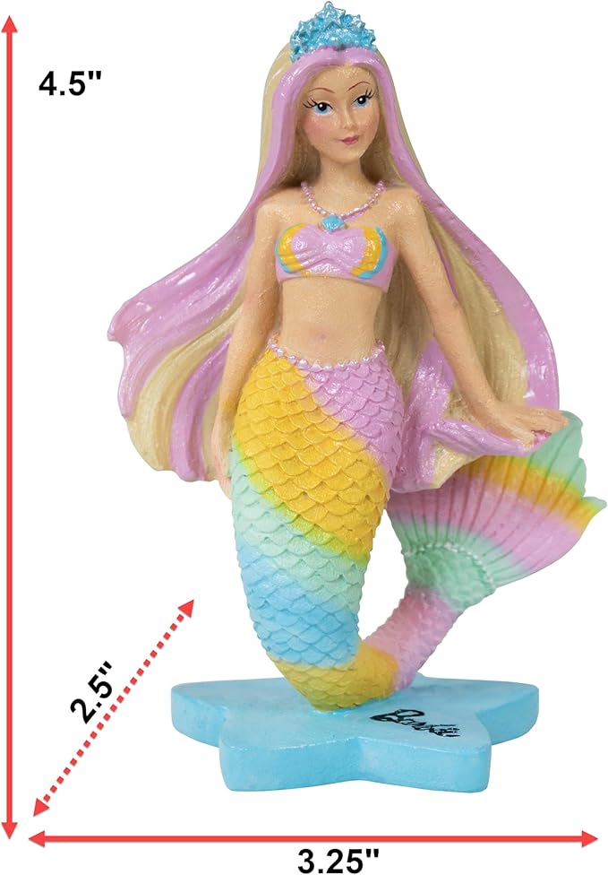 Bundle of Penn-Plax Officially Licensed Mermaid Barbie™ Aquarium Ornament on a Star Base and her Mermaid Friend on a Shell Base– Perfect Decoration for Fish Bowls, Aquariums, and Terrariums