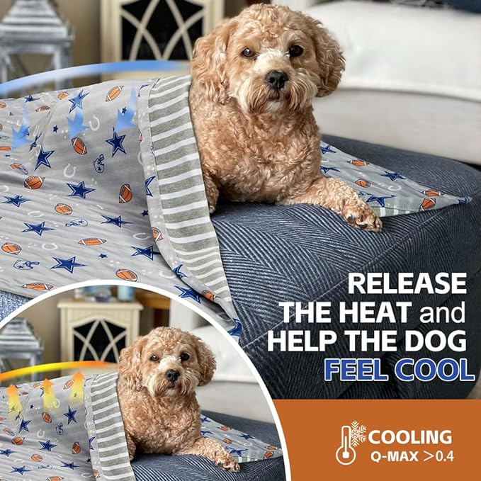 Dog Cooling Blanket Lightweight Self Cooling Blanket Bed Cover for Small Medium Dogs Washable Dog Cat Summer Blanket &Ice Silk Cooling Pet Blanket for Crate&Kennel Sofa (Helmet) S