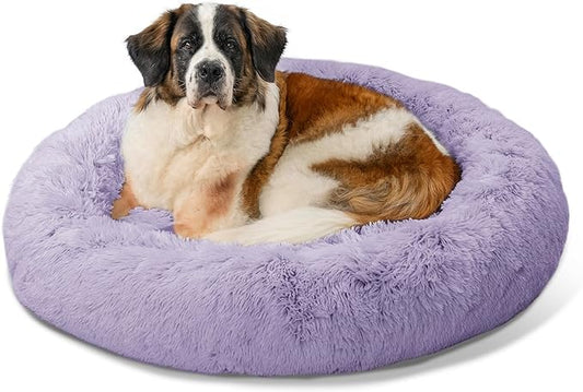 Best Friends by Sheri The Original Calming Donut Cat and Dog Bed in Shag Fur Lavendar, Extra Large 45"