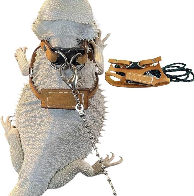 Bearded Dragon Harness and Leash Adjustable(M,L,XL) - Soft Leather Reptile Lizard Leash Accessories for Bearded Dragon, Lizard and Other Small Pets (XL)