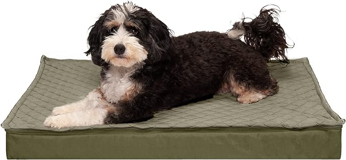 Furhaven Water-Resistant Orthopedic Dog Bed for Large/Medium Dogs w/ Removable Quilt Top & Washable Cover, For Dogs Up to 55 lbs - Indoor/Outdoor Quilt Top Convertible Mattress - Dark Sage, Large