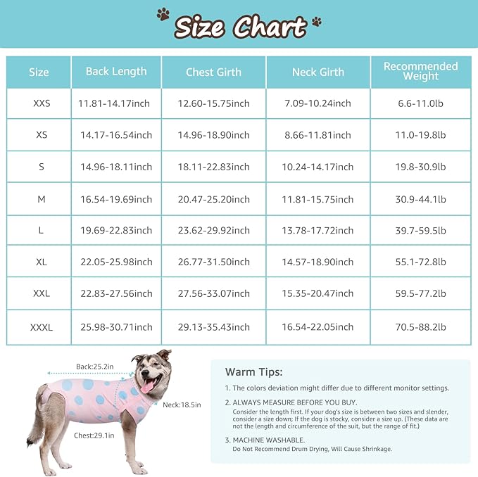 Dog Recovery Suit, Professional Dog Surgery Suit Post Spay, Neuter, Abdominal Surgical Suit for Male Female Dogs Can Pee, Prevent Licking Soft Breathable Cotton Covers Wound (Pink, XX-Large)