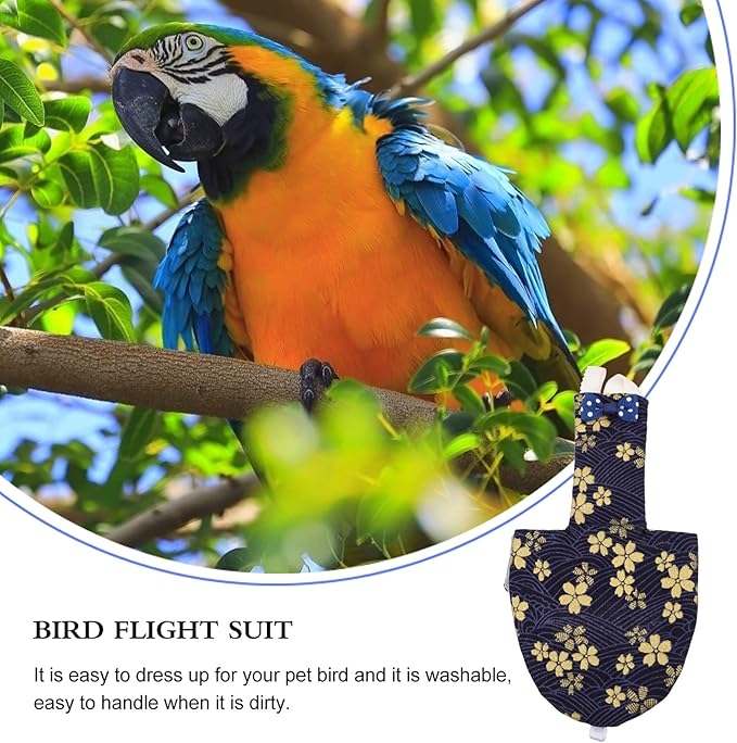 Bird Diaper - Bird Flight Suit with Leash Hole Washable Pigeon Diaper Protective Parrot Diaper Parrot Nappy Bird Clothes for Budgie Parakeet Cockatiel