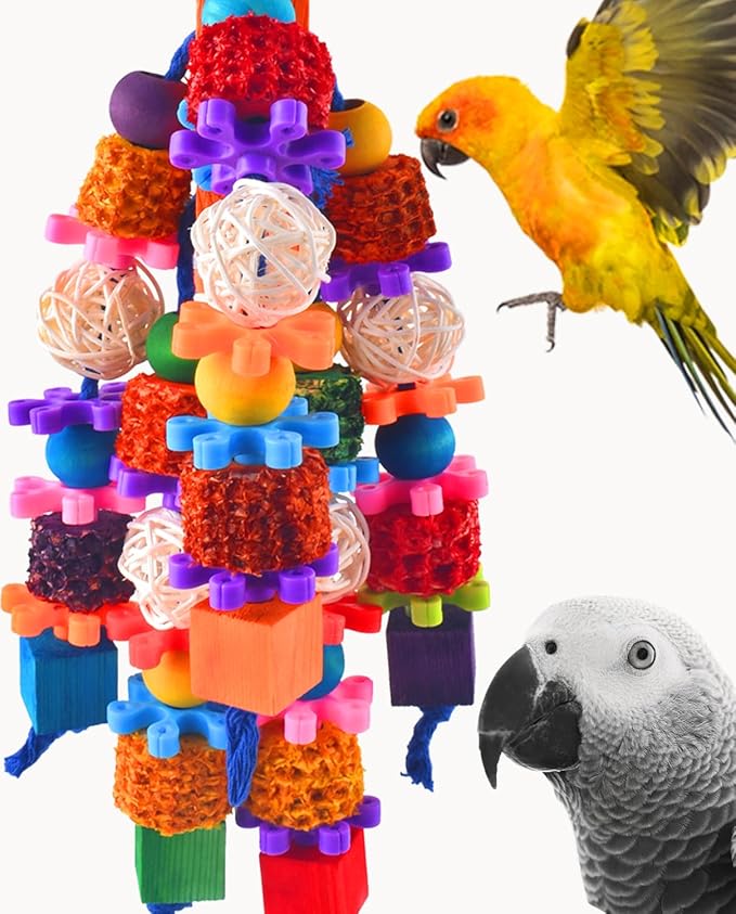 KATUMO Bird Toys, Parrot Toys Parakeet Chew Toys for Small to Medium Macaws, Cockatoos, African Greys, Amazon Parrots, Parakeets, Cockatiels, Conures, Lovebirds, Budgies