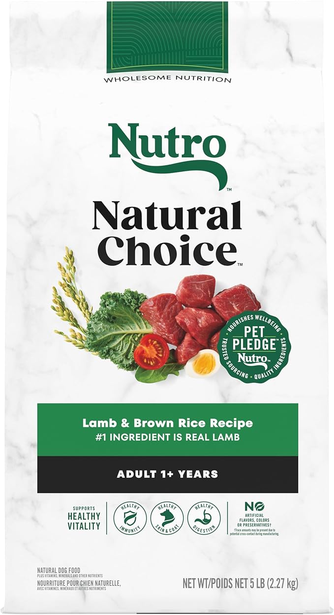 NUTRO NATURAL CHOICE Adult Dry Dog Food, Lamb & Brown Rice Recipe Dog Kibble, 5 lb. Bag