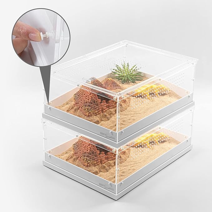 REPTI ZOO Large Tarantula Enclosure 16" X 12" X 6", Acrylic Reptile Terrarium Insect Feeder Box for Small Reptiles and Invertebrates, Mantis, Spider, Cricket, Tarantula