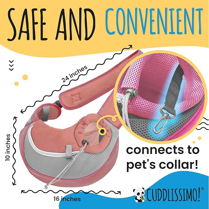 Pet Sling Carrier - Small Dog Puppy Cat Carrying Bag Purse Pouch - For Pooch Doggy Doggie Yorkie Chihuahua Baby Papoose Bjorn - Hiking Travel Front Backpack Chest Body Holder Pack (Red-L)