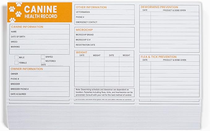 Good|Harbor® Pet Supplies | (50 Pack) Premium Canine Health Record 6x4 Inch Booklets | Dog Vaccines Large Records - Puppy Shot Vaccination Brochure