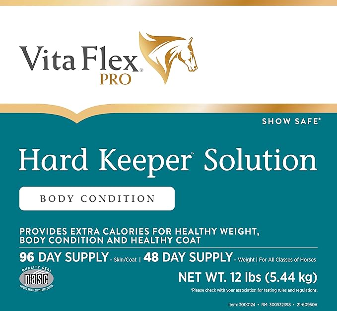 Pro Hard Keeper Solution, Horse Weight Supplement, Extra Calories for Weight and Slow Burning Energy, 12 Pounds