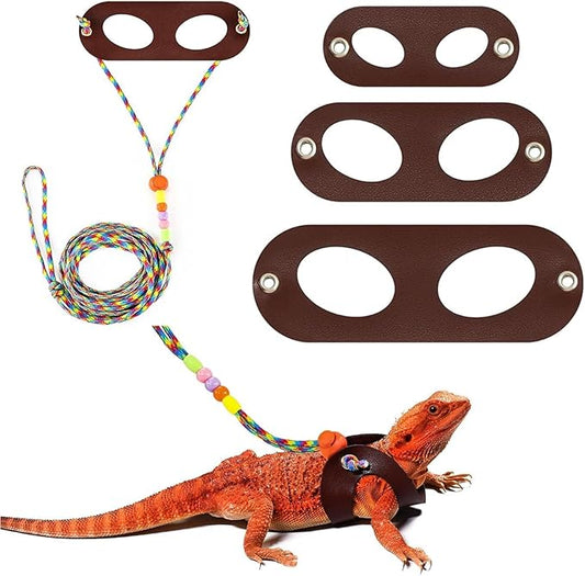 Bearded Dragon Lizard Leash Harness,3 Size Pack Adjustable Small Animal Harness for Bearded Dragon Lizard Reptiles and Other Small pet