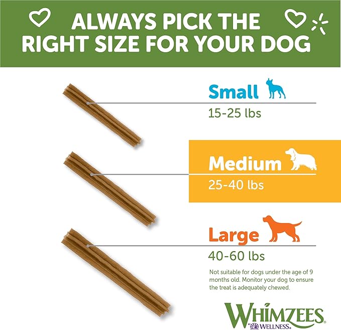 WHIMZEES by Wellness Value Box Natural Dental Chews for Dogs – Clean Teeth, Freshen Breath, Reduce Plaque & Tartar, Medium Breed 44 Count