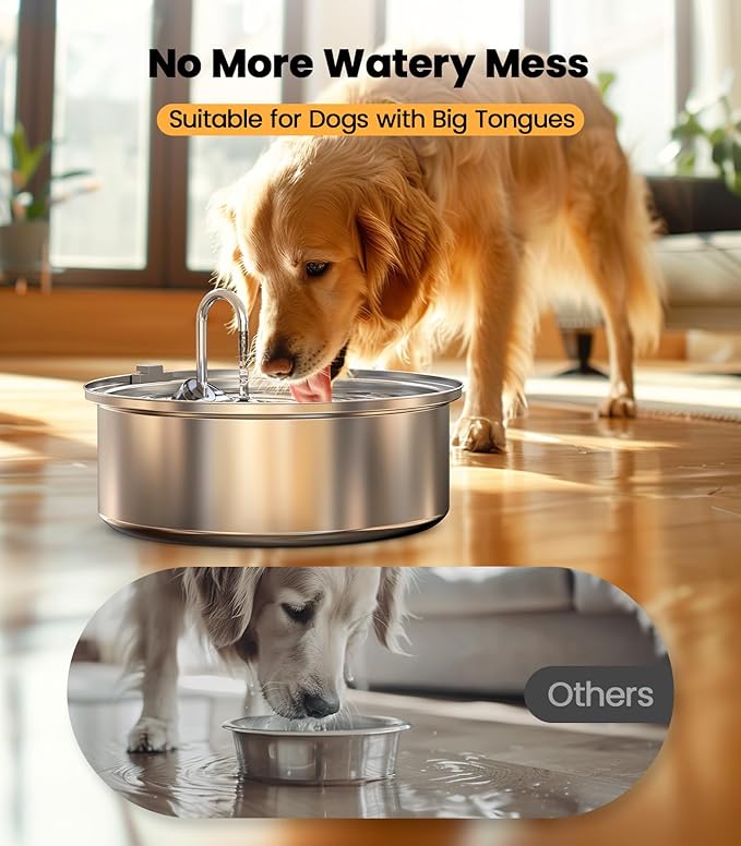 oneisall Dog Water Bowl Dispenser,7L Quiet Automatic Dog Water Dispenser Stainless Steel,100% BPA-Free for Cats and Small and Medium Large-Sized Dogs