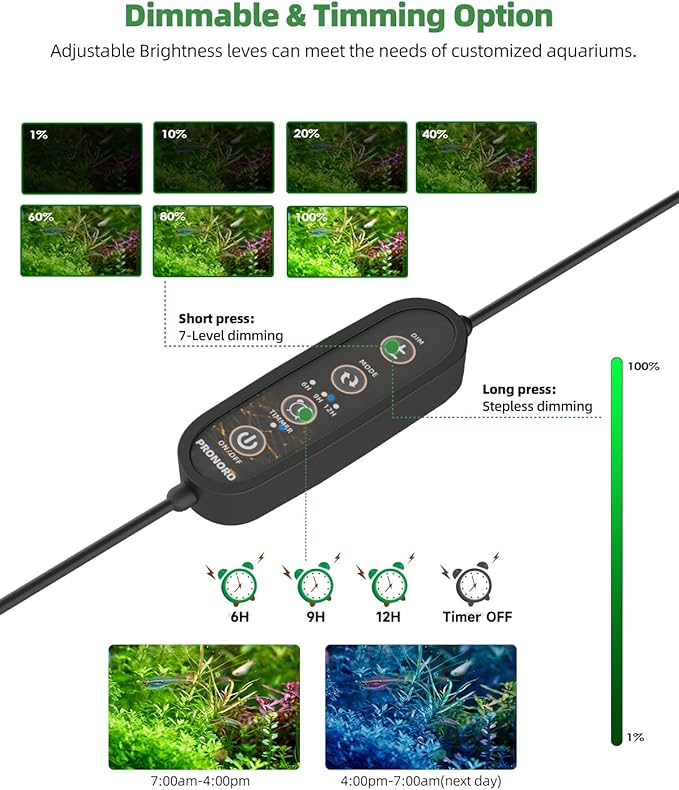 Aquarium Light, LED Full Spectrum Freshwater Aquarium Lights, Daylight/Moonlight Mode and stepless dimmable, Fish Tank Light with 6h/9h/12h Timer and Auto ON/Off (G 48-53 in)