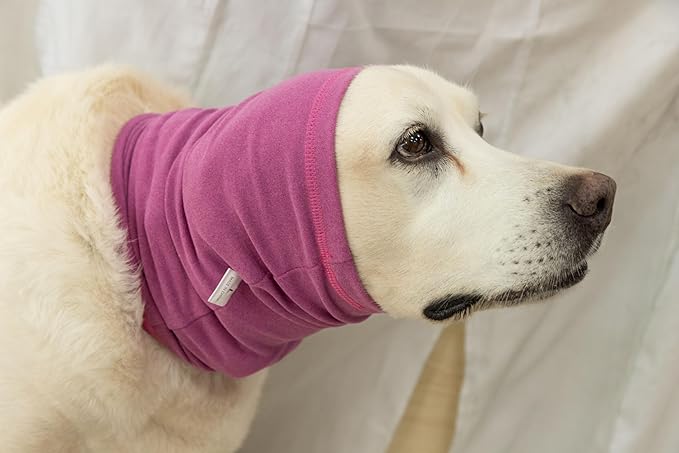 Noise Ear Covers for Dogs Hoodies Ear for Dog Bath Dog Neck Protector Dog Ear Wrap Snood Pet Quiet Ears for dogs Rose L