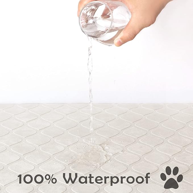 fuguitex Waterproof Dog Blanket Bed Cover Dog Crystal Velvet Moroccan Fuzzy Cozy Plush Pet Blanket Throw Blanket for Couch Sofa(30 * 70 inch, Cream+Beige)