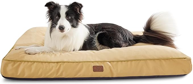 Bedsure Waterproof Dog Beds for Extra Large Dogs - 4 inch Thick Up to 100lbs XL Dog Bed with Removable Washable Cover, Pet Bed Mat Pillows, Spicy Mustard