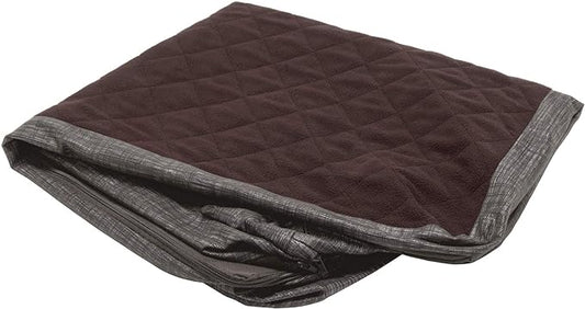 Furhaven Replacement Dog Bed Cover Quilted Fleece & Suede Print Chaise, Machine Washable - Espresso, Small