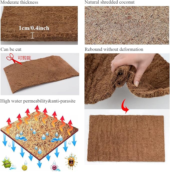 Hamiledyi Reptile Carpet Mat Coconut Fiber Substrate,Lizard Cage Pad Tortoise Substrate Liner Snake Coco Liner for Bearded Dragon Snake Gecko Turtle Lizard Chamelon Iguana(19.69x11.81in).