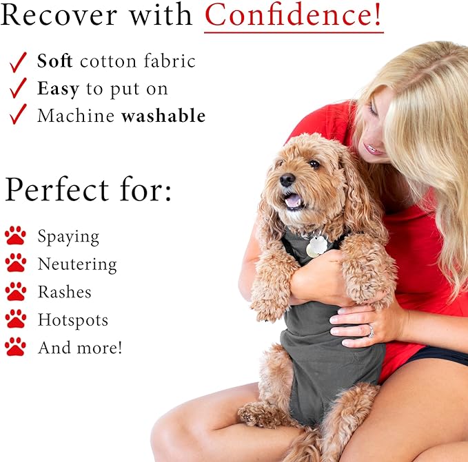 BellyGuard Recovery Suit for Dogs, After Surgery Dog Recovery Suit Female and Male, Soft Cotton Dog Surgery Suit Female Spay, Dog Surgical Recovery Suit Male Neuter, Comfy Surgical Onesie for Dogs.