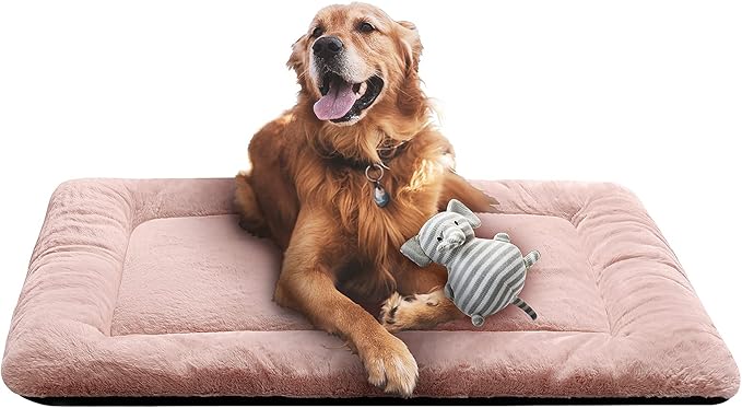 Dog Beds Crate Pad for Large Dogs Fit Metal Dog Crates,Ultra Soft Dog Crate Bed Washable & Anti-Slip Kennel Pad for Dogs Cozy Sleeping Mat,Pink 42inch