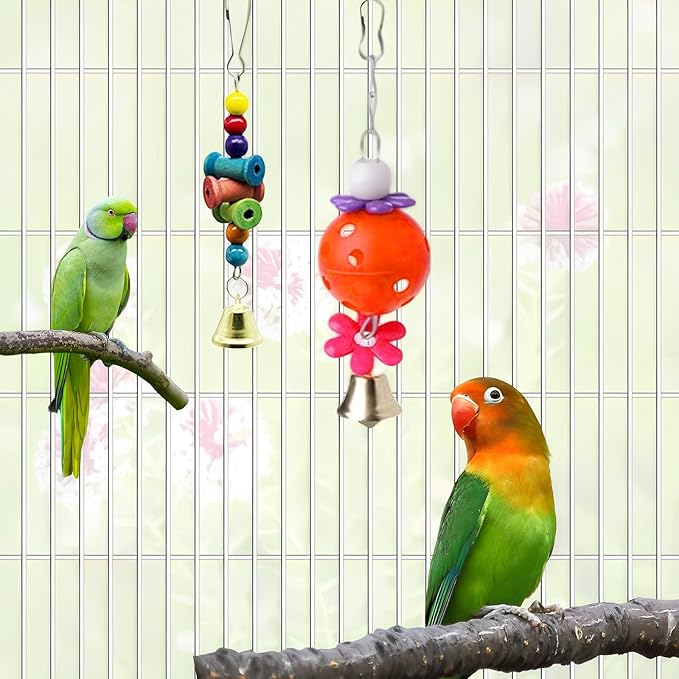 Bird Toys Parakeet Cage Accessories: 11pcs Bird Toy Swing Set for Bird Cage - Colorful Natural Toys Suitable for Parrot Cockatiel Budgie Conure Mynah Lovebird