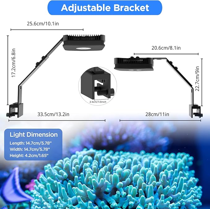 Lominie LED Aquarium Light, 80W Full Spectrum Coral Reef Light Saltwater LED for Marine Fish Tank with Remote Control 4 Channels Dimmable with Stand(Pixie 80 Saltwater)