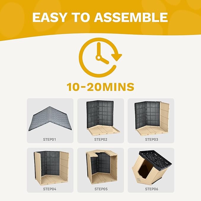 DWVO Spacious and Durable Dog House for Small to Medium Dogs, Indoor & Outdoor Use, Weather Resistant, Easy to Assemble (34.5''L*30.9''W*32''H, Brown)