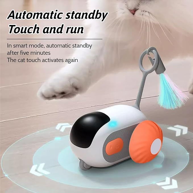 Remote Control Smart Electric Cat Toy,Interactive Cat Toys for Indoor Cats,Gravity Automatic Mobile Car Toy,Cat Mouse Toys,Moving Cat Toy, USB Rechargeable (Orange)