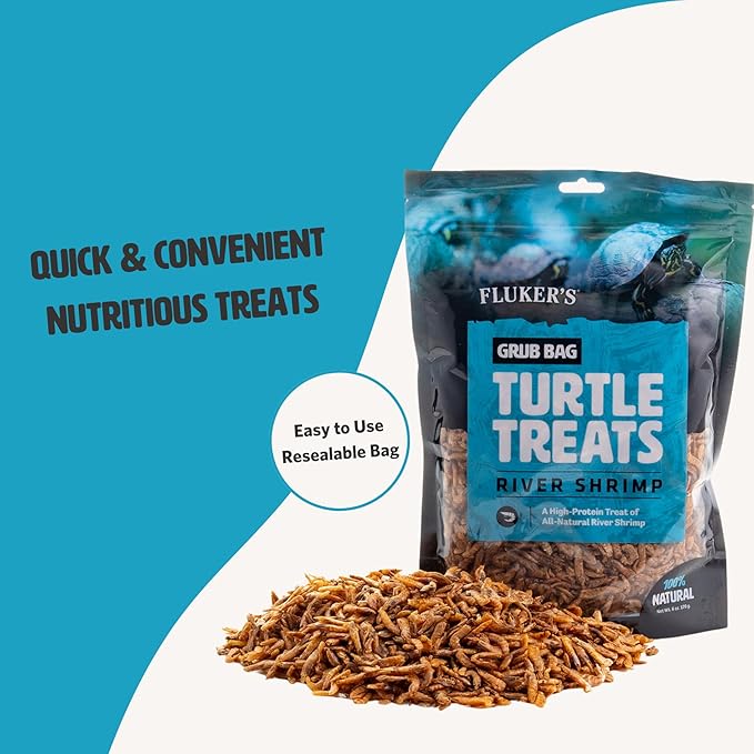 Fluker's Grub Bag Turtle Treats, High Protein Freeze Dried River Shrimp, For Aquatic Turtles, Amphibians, and Reptiles, 12 oz