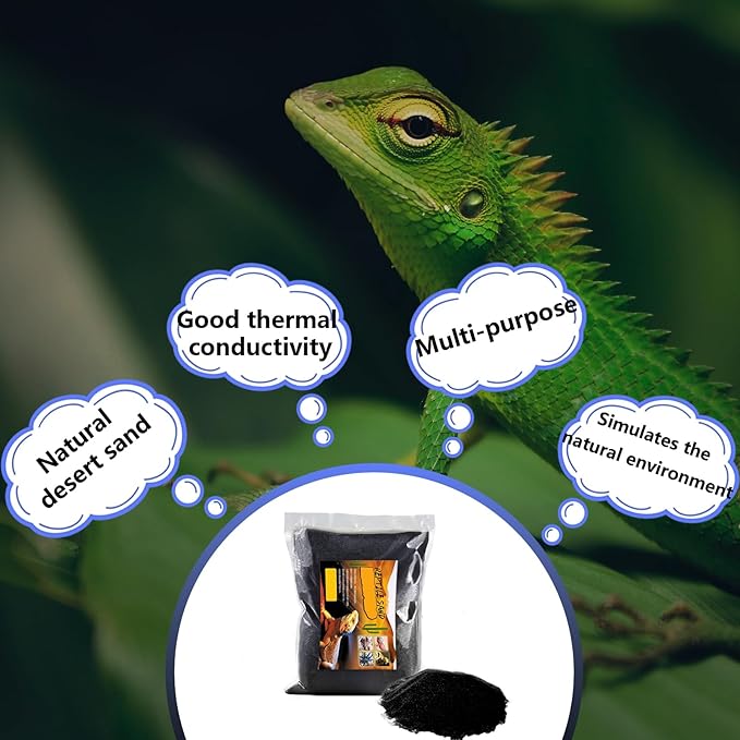 BNOSDM Reptile Sand Bearded Dragons Substrate Sands Lizard Terrarium Bedding Desert Blend for Snakes Geckos Chameleon Tortoise Frogs Scorpion Invertebrates Amphibian(Black)