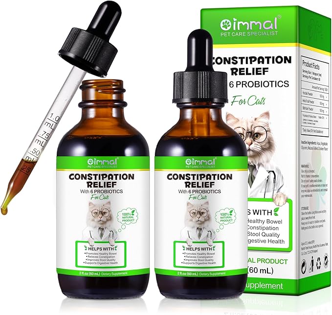 Cat Constipation Relief, Cat Constipation Drops for Cats Constipation Relief - Pet Herbal Supplements for Cats Laxative Constipation Relief, Chicken Flavour - 4 Fl Oz / 2 Pack