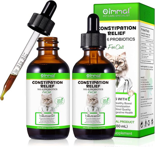 Cat Constipation Relief, Cat Constipation Drops for Cats Constipation Relief - Pet Herbal Supplements for Cats Laxative Constipation Relief, Chicken Flavour - 4 Fl Oz / 2 Pack