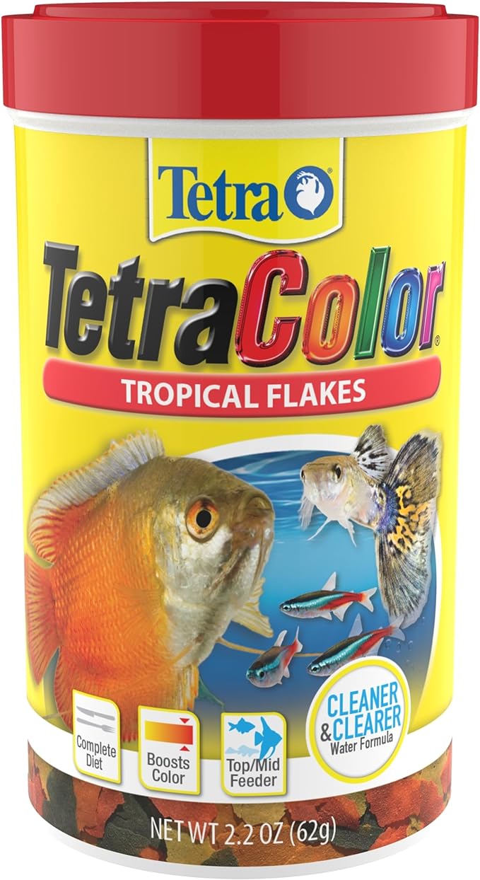 TetraColor Tropical Flakes, Color Boosting Fish Food, Nutritionally Balanced Diet for Tropical Fish, 2.2 oz