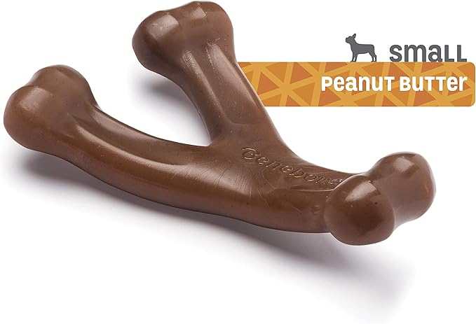 Benebone Wishbone Durable Dog Chew Toy for Aggressive Chewers, Real Peanut, Made in USA, Small, for Any breed