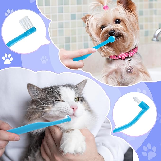 2Pcs Dual Sided Cat Toothbrushs, Cat Tooth Brush for Kitten Dental Care, Ergonomic & Durable Cat Teeth Cleaning Brushs, 360° Deep Cleaning, Cat Dental Care Supplies for Kitten & Adult Cats