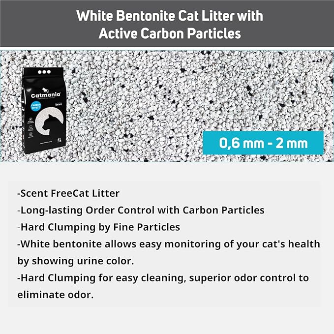 Cat Litter Catmania, Turkish White, 9.37lb x 4 Bags, Hard Clumping, Superior Odor Control, Unscented & Natural Ingredients