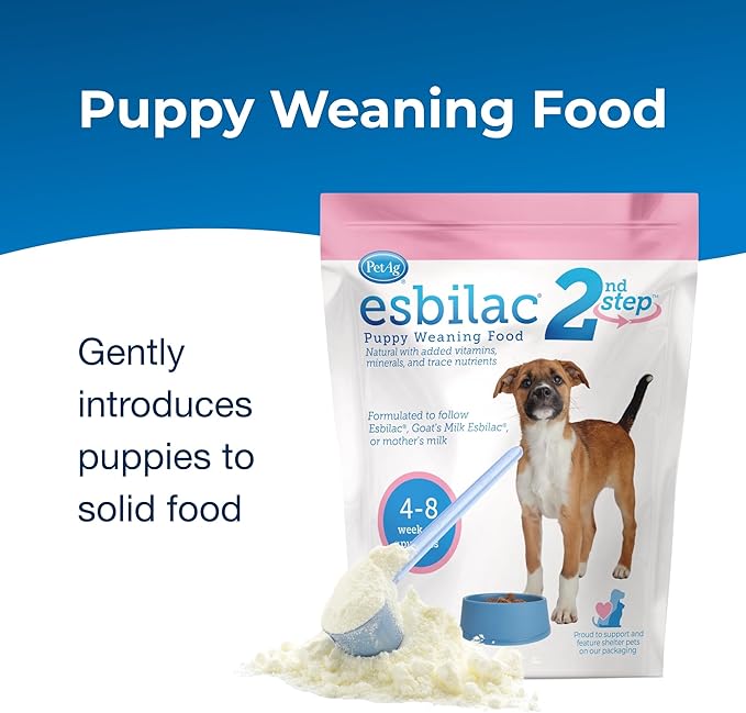 Pet-Ag Esbilac 2nd Step Puppy Weaning Food - 14 oz - Powdered Puppy Weaning Formula with DHA, Natural Milk Protein, Vitamins & Minerals for Puppies 4-8 Weeks Old - Easy to Digest