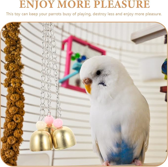 LUOZZY Stainless Steel Pet Parrot Bell Toy for Bird Parrot Parakeets Hanging Small Bird Toys Hanging Bell Ornaments