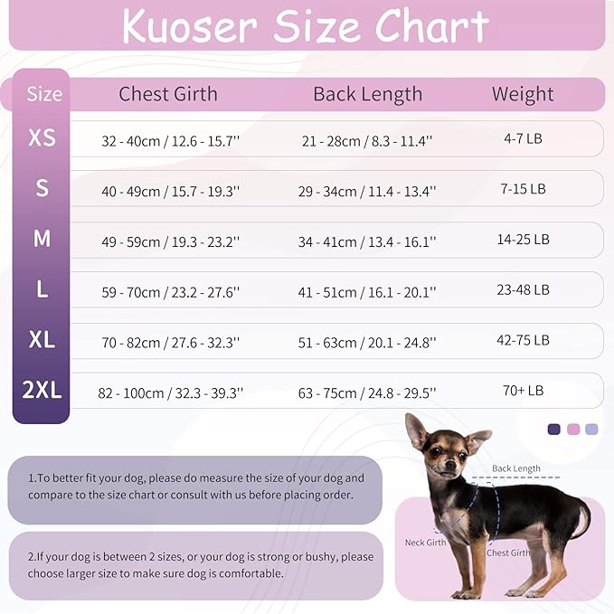 Kuoser Dog Recovery Suit, Soft Dog Onesie for Surgery Female Spay Dog Surgical Recovery Suit Male Neuter, Anti Licking Abdominal Dog Surgical Suit Pet Bodysuit Alternative to Cone of Shame, M