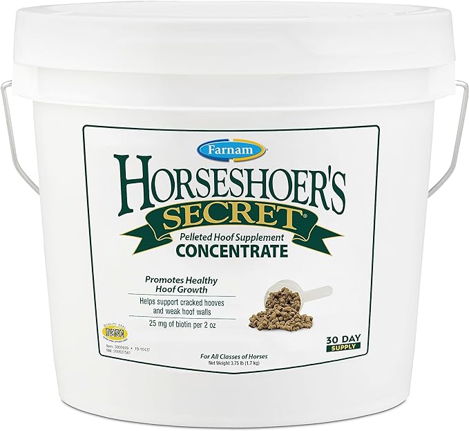 Farnam Horseshoer's Secret Pelleted Hoof Supplements Concentrate, Economic formula with 25 mg. of biotin per 2 oz. serving, 3.75 lb., 30 day supply