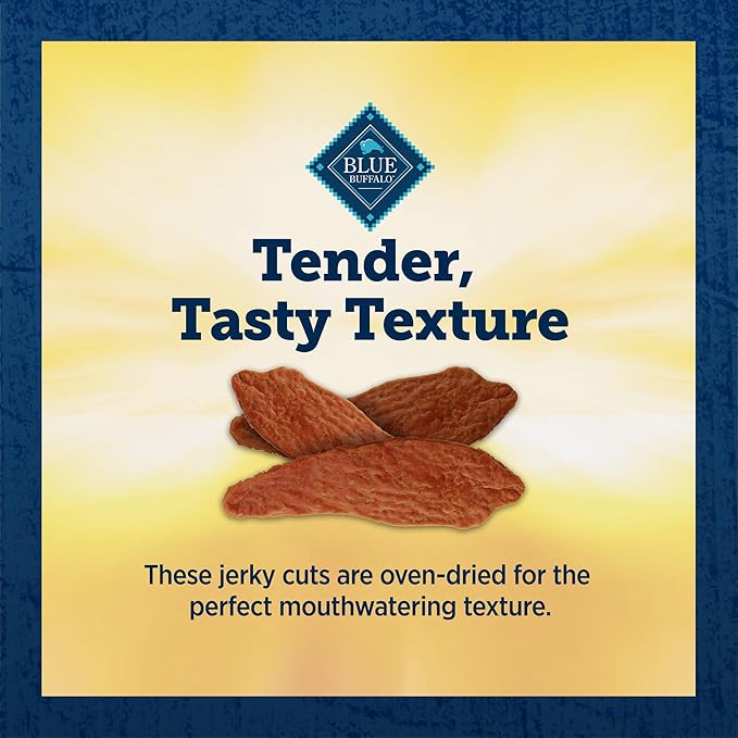 Blue Buffalo True Chews Premium Jerky Cuts Dog Treats, Made in the USA with Natural Ingredients and No Antibiotics Ever, Chicken, 4-oz. Bag